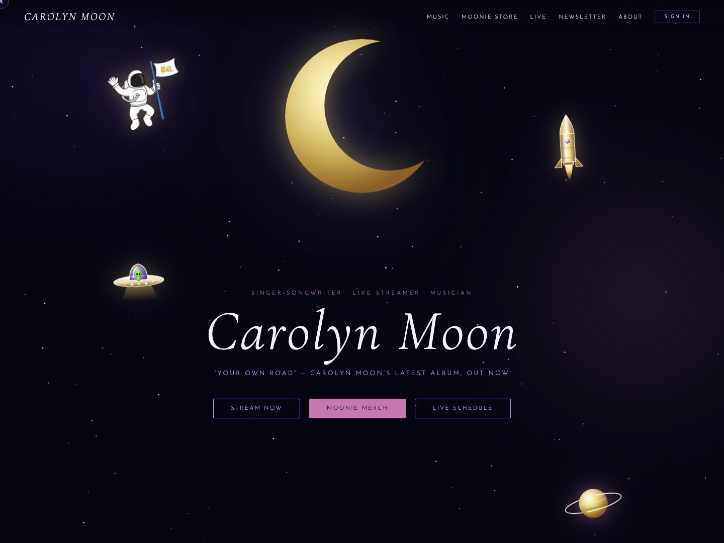 Carolyn Moon, singer-songwriter website