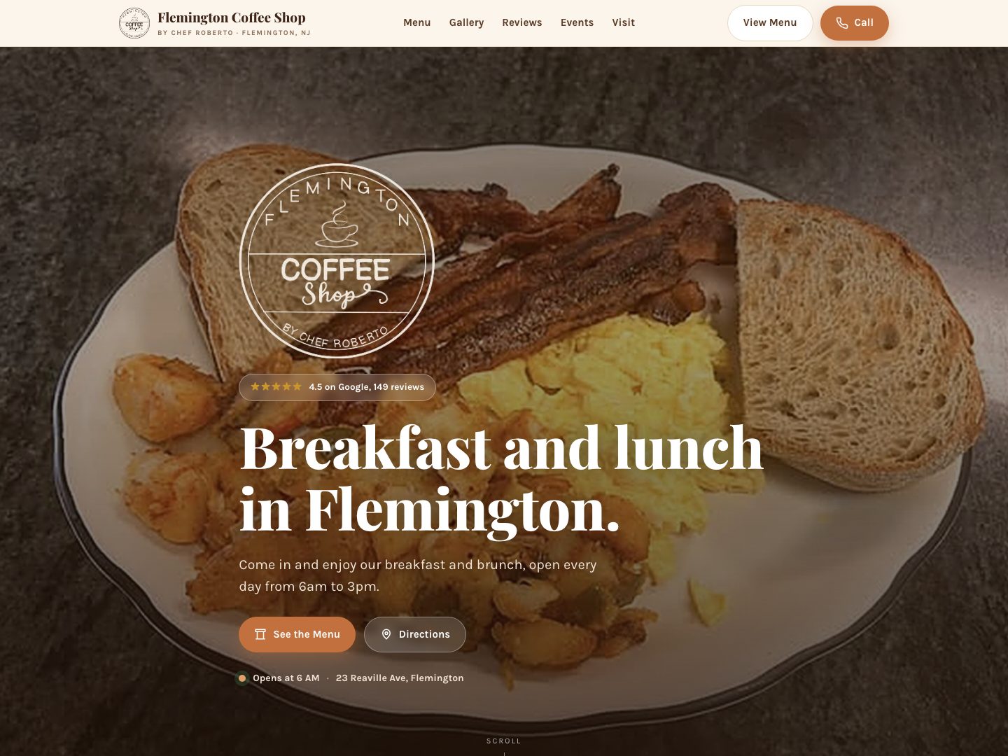 Flemington Coffee Shop, breakfast & lunch website