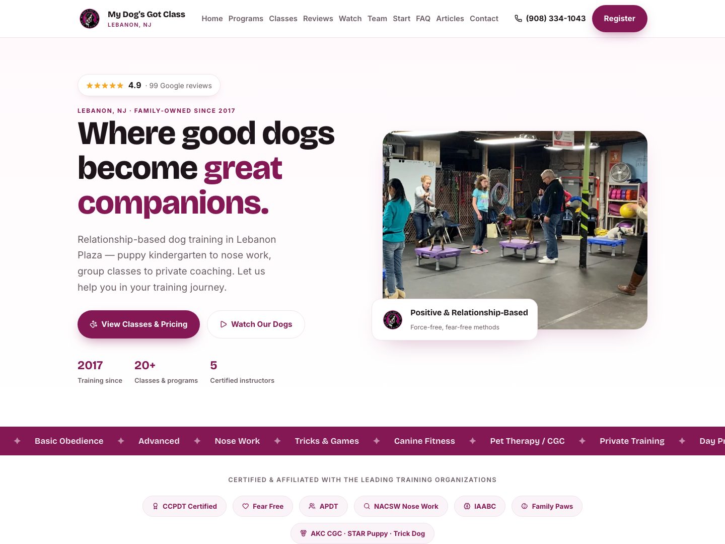 My Dog's Got Class, dog training website