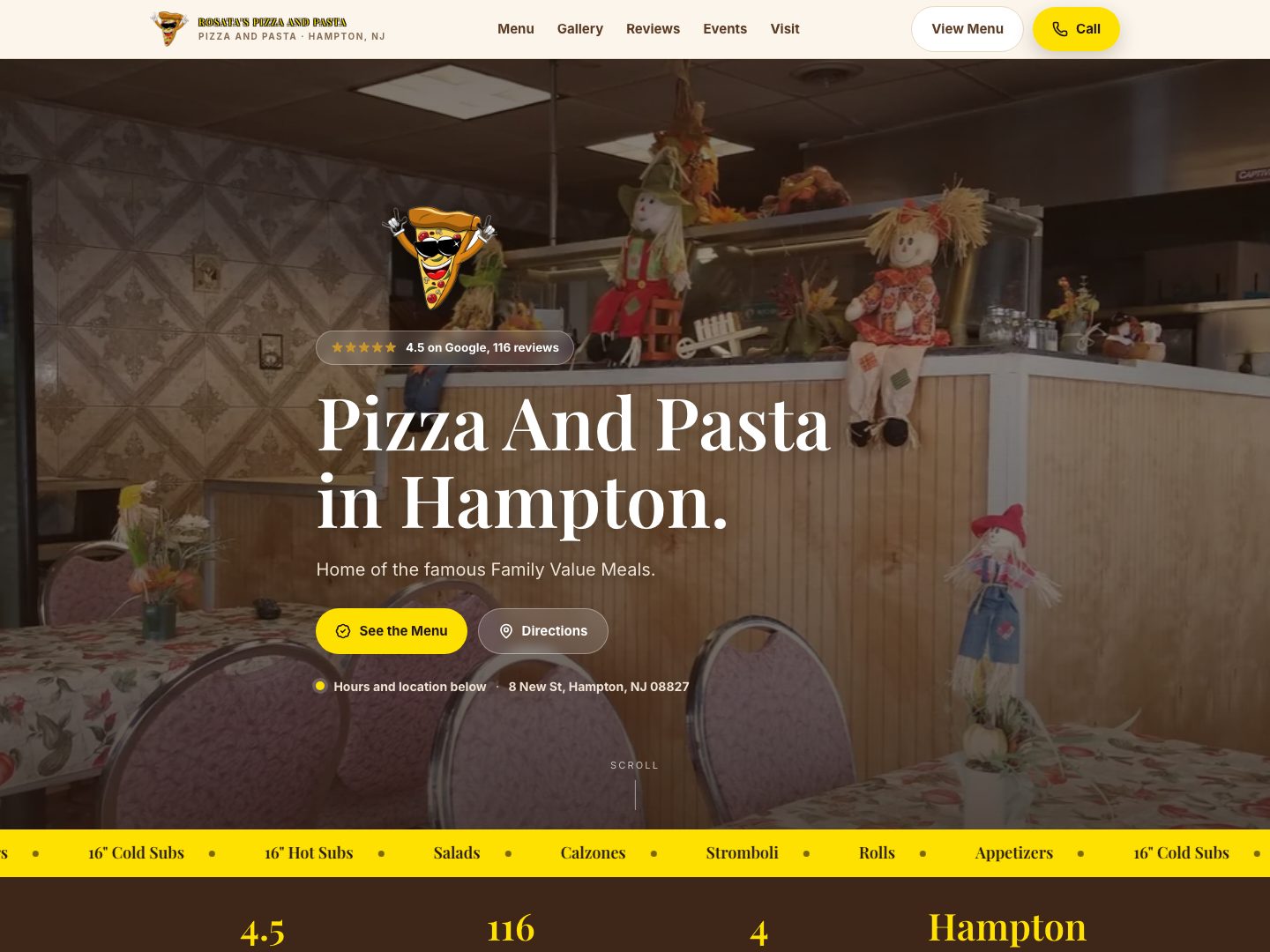 Rosata's Pizza and Pasta, restaurant website